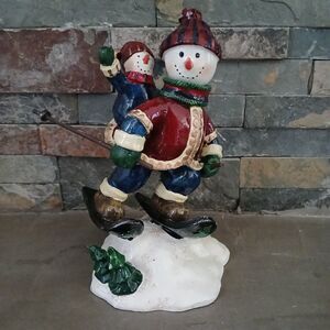 Tradition of Christmas Snowman on Skis Bobble Head Figurine Holiday Decoration
